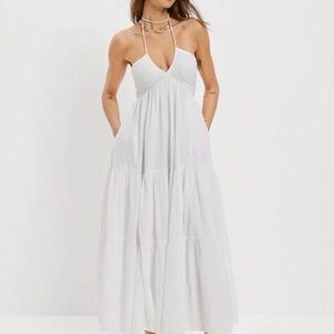 American Eagle White Halter Maxi Dress, Size XS